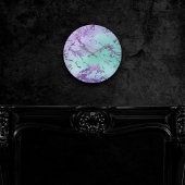Chic Marble | Lavender Lila und Minze Green Runde Wanduhr