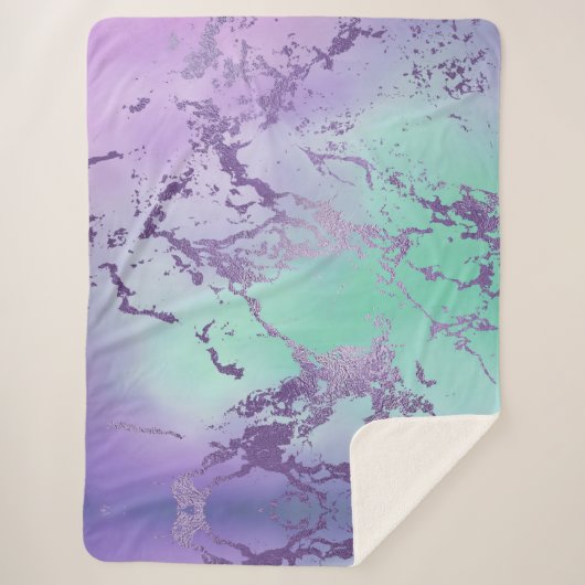 Chic Marble | Lavender Lila und Minze Green Sherpadecke (Vorderseite)