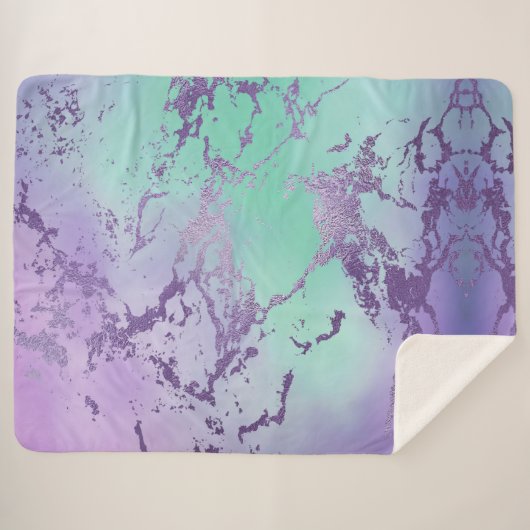 Chic Marble | Lavender Lila und Minze Green Sherpadecke (Vorderseite (Horizontal))