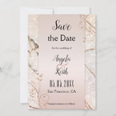 Chic Marble Rose Gold Floral Save the Date Karte (Vorderseite)