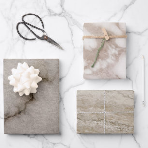 Chic Marble Stone Pastellfarben Moderner Luxus Geschenkpapier Set