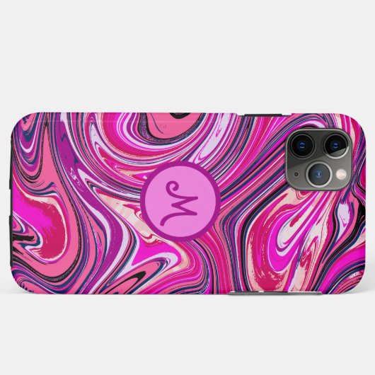 Chic Marble Swirl Monogram Case-Mate iPhone Hülle (Rückseite (Horizontal))