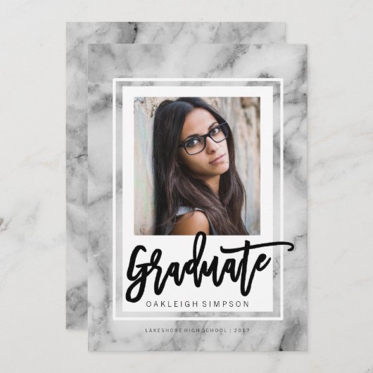 Chic Marble Typografy Grad Bekanntgabe Ankündigung (Vorne/Hinten)