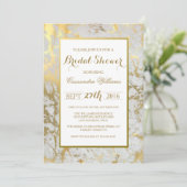 Chic Marble und Gold Bridal Dusche Einladung (Stehend Vorderseite)