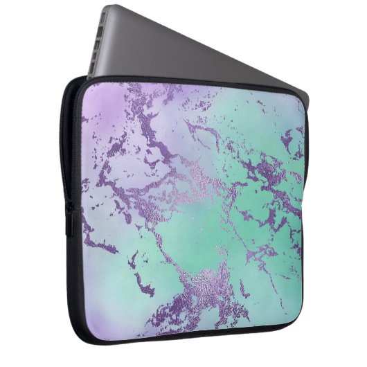 Chic Marble | Violet Lavender Lila Minze Green Laptopschutzhülle (Vorne Rechts)