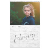 Chic Marble Watercolor Script Multi-Foto-Kalender Kalender (Feb 2027)