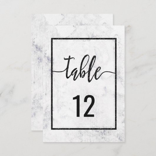 Chic Marble Wedding Tischnummer Seating Chart (Vorne/Hinten)