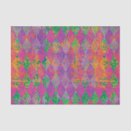 Chic Mardi Gras Lila Gold Harlequin Muster Seidenpapier (Vorderseite)