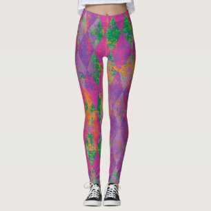 Chic Mardi Gras Lila Harlequin-Muster Leggings