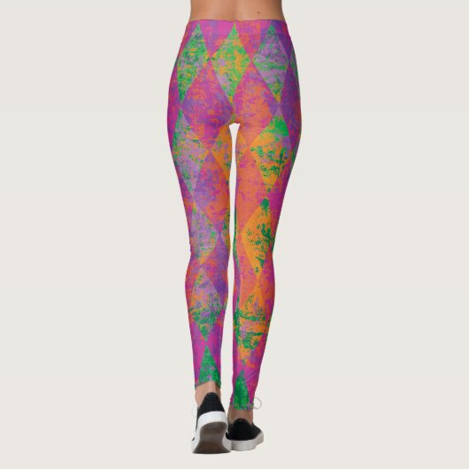 Chic Mardi Gras Lila Harlequin Pattern Leggings (Rückseite)