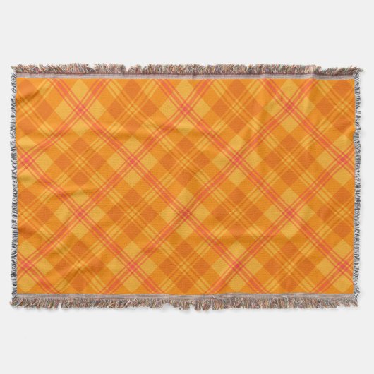 Chic Marigold Medley Orange Kariert Throw Blanket Decke (Vorderseite)