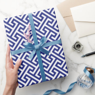 Chic Marine abstrakte geometrische Muster Monogram Geschenkpapier