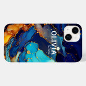 Chic Marine Aqua Orange Marmor Imitate Glitzer Mon Case-Mate iPhone Hülle (Rückseite (Horizontal))