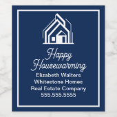 Chic marineblaue Immobilienfirma Benutzerdefiniert Weinetikett (Einzelnes Label)