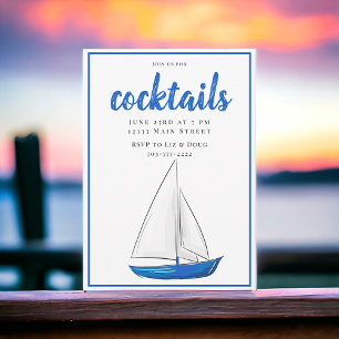 Chic marineblaue Schiff-Cocktailparty  Einladung