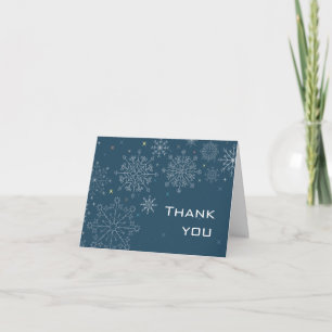 Chic marineblaue Schneeflocken Hochzeit danke Kart