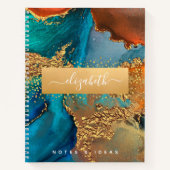 Chic Marmor Aquarellverglasung Gold türkis orange Notizblock (Vorderseite)