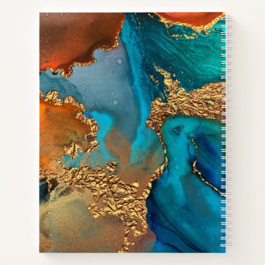 Chic Marmor Aquarellverglasung Gold türkis orange Notizblock (Rückseite)