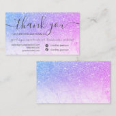 Chic Marmor blauer lila Glitzer Ordnung danke Visitenkarte (Vorne/Hinten)