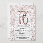 Chic Marmor Rose Gold Confetti Border Sweet 16 Einladung (Vorderseite)