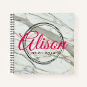 Chic-Marmor-Textur personalisierter Name/Geburtsta Notizblock (Vorderseite)