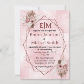 Chic Marmor und Blumen laden ein Einladung (Vorderseite)