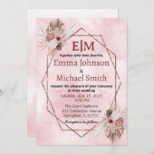 Chic Marmor und Blumen laden ein Einladung (Vorne/Hinten)