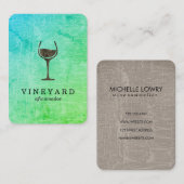 Chic marmorierte Textur mit Weinglas Visitenkarte (Vorne/Hinten)