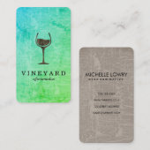Chic marmorierte Textur mit Weinglas Visitenkarte (Vorne/Hinten)