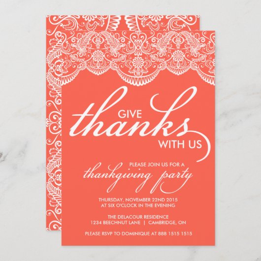 Chic marokkanische Lace Erntedank Party Einladung (Vorne/Hinten)