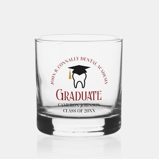 Chic Maroon Dental School Custom Abschluss Whiskyglas (Vorderseite)