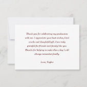 Chic Maroon Grad Cap Abschluss Mitteilungskarte (Rückseite)