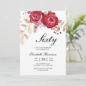 Chic Maroon Rose Blumengarten Geburtstag Einladung (Stehend Vorderseite)