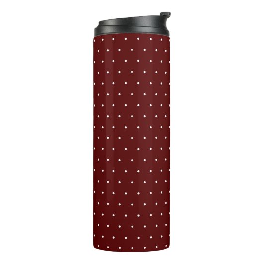 Chic Maroon Thermal Tumbler with White Dot Pattern Thermosbecher (Nach links gedreht)