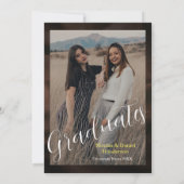 Chic Marron photo double graduation Announcement Einladung (Rückseite)