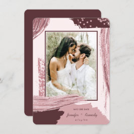 Chic Marsala Abstrakt Paint Brush Strokes Foto Save The Date