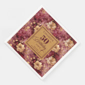 Chic Marsala Blush Gold Blume 50. Geburtstag Serviette (Ecke)