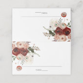 Chic Marsala Blush Ivory Floral Wedding Name Platzkarte (Außenseite Aufgefaltet)