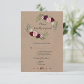 Chic Marsala Floral Craft Papier Hochzeit RSVP (Stehend Vorderseite)