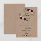 Chic Marsala Floral Craft Papier Hochzeit RSVP Karte (Vorne/Hinten)