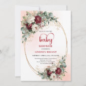 Chic Marsala Flowers Baby Shower Invitation Einladung (Vorderseite)
