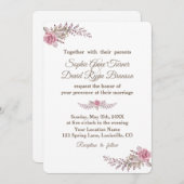 Chic Marsala Maroon Floral Watercolor Wedding Einladung (Vorne/Hinten)