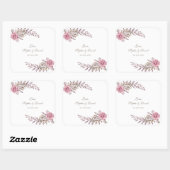 Chic Marsala Maroon Floral Watercolor Wedding Quadratischer Aufkleber (Blatt)