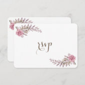 Chic Marsala Maroon Floral Watercolor Wedding RSVP (Vorne/Hinten)