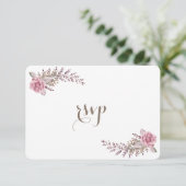 Chic Marsala Maroon Floral Watercolor Wedding RSVP (Stehend Vorderseite)