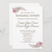 Chic Marsala Maroon Floral Weiße Probe Abendessen Einladung (Vorne/Hinten)