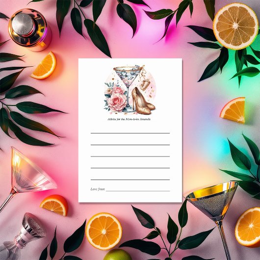 Chic Martini Cocktail Babydusche Hinweiskarte