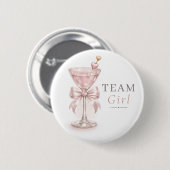Chic Martini Geschlecht Enthüllung Pink Team Mädch Button (Vorne & Hinten)