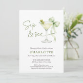 Chic Martini Tini One Gender Neutral Sip And See  Einladung (Stehend Vorderseite)