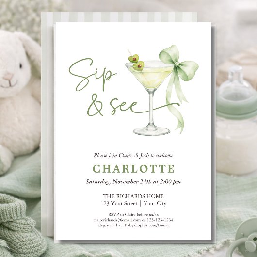 Chic Martini Tini One Gender Neutral Sip And See  Einladung